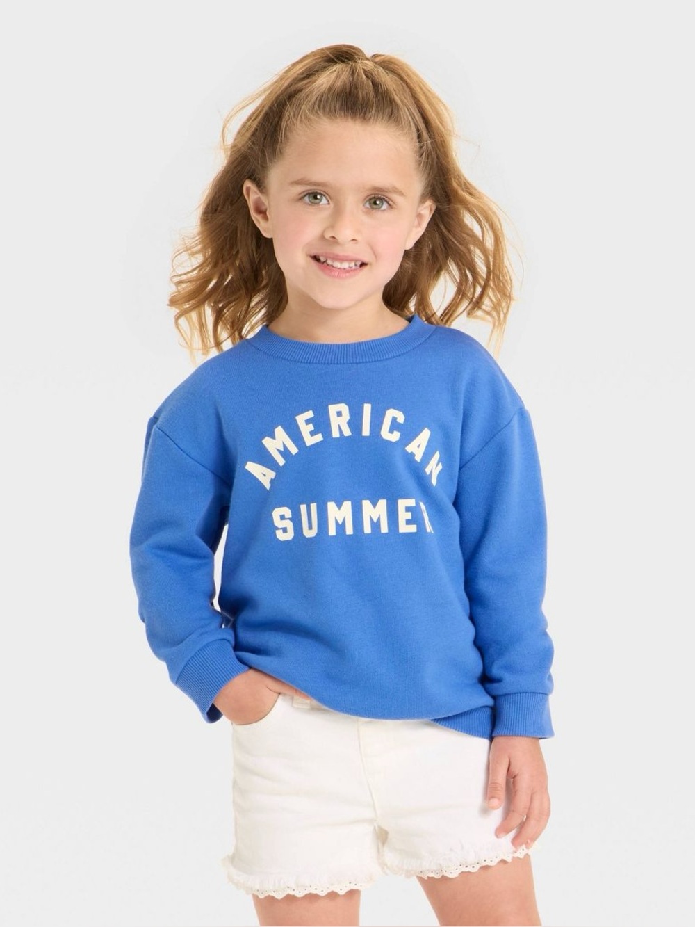 Blue "American Summer" Graphic Sweatshirt - Kids